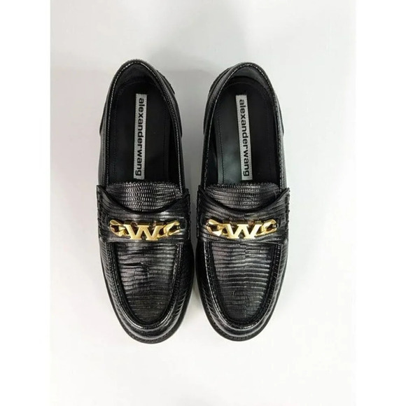 Alexander Wang Women's Carter Black Embossed Loafers Size 38.5 (MSRP $595) - Picture 5 of 12